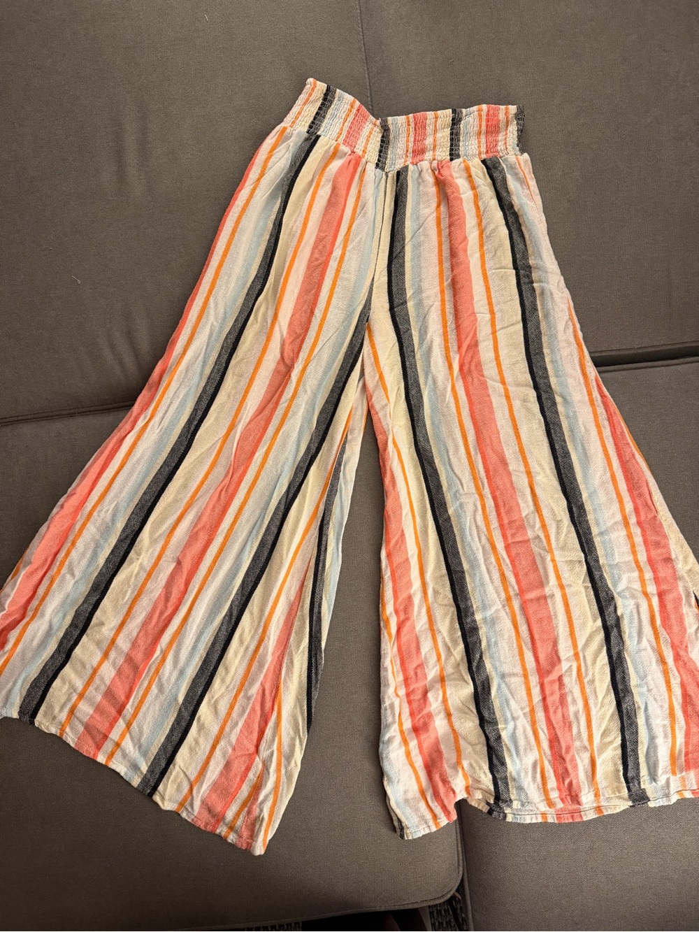JW Style Women’s Striped Wide Leg Palazzo Pants Smocked Waist Size